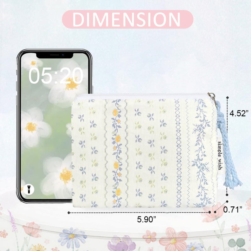 Modacarry Store Cotton Floral Small Organizer Bag Coin Pouch with Cute Prints Zipper for Women Girls (DITSTY FLOWER) - Image 3